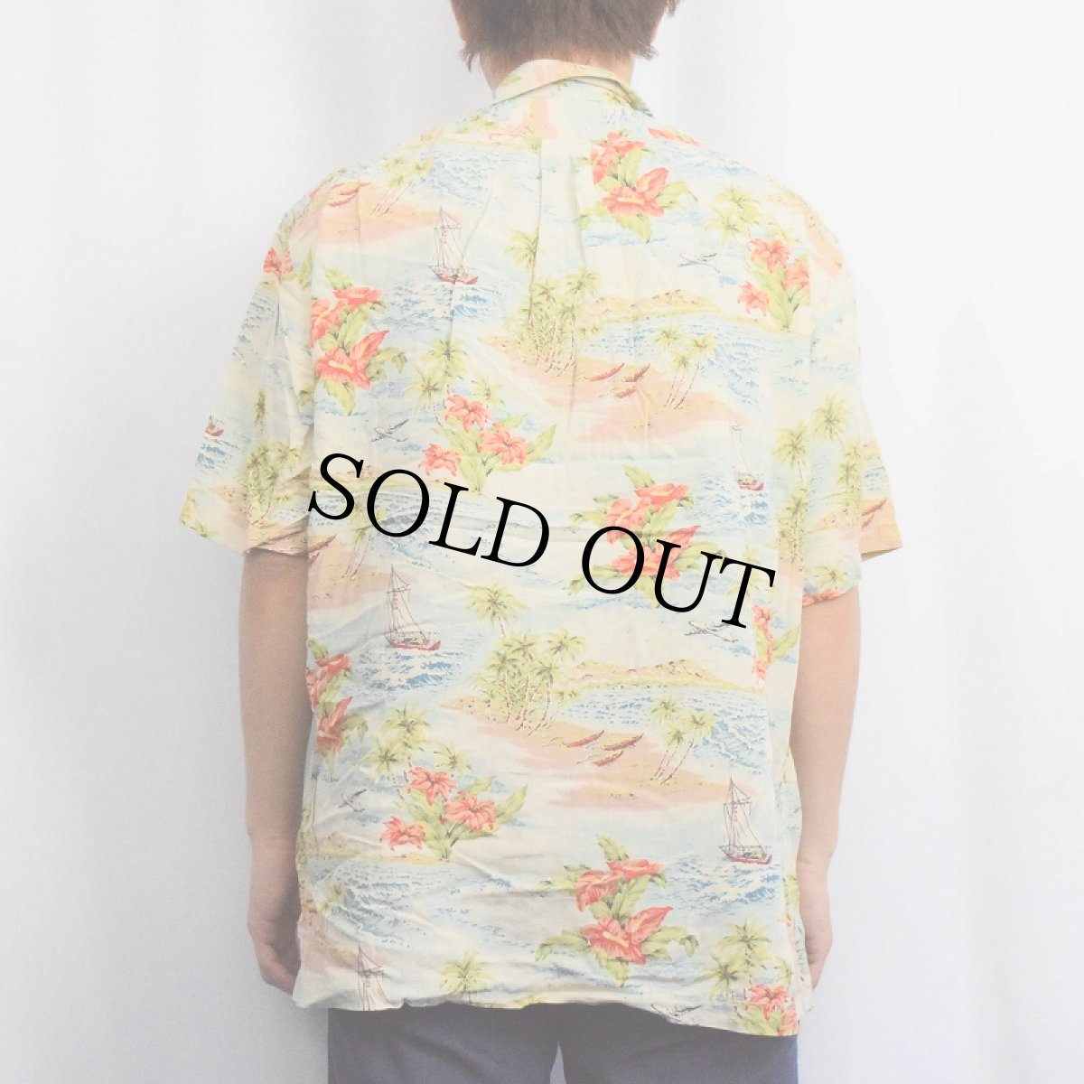 画像3: 90's POLO SPORT Ralph Lauren オールオーバーパターン レーヨンアロハシャツ M (3)