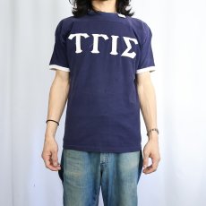 画像2: 60's SOUTHERN ATHLETIC ナンバリング リンガーTシャツ NAVY M (2)