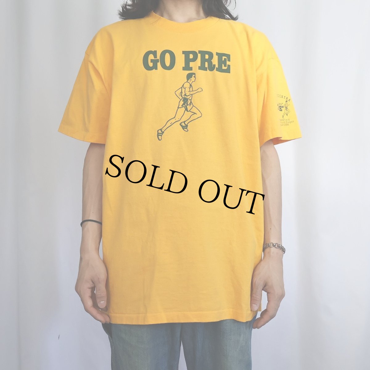 画像2: 90's "GO PRE" ランナープリントTシャツ XL (2)