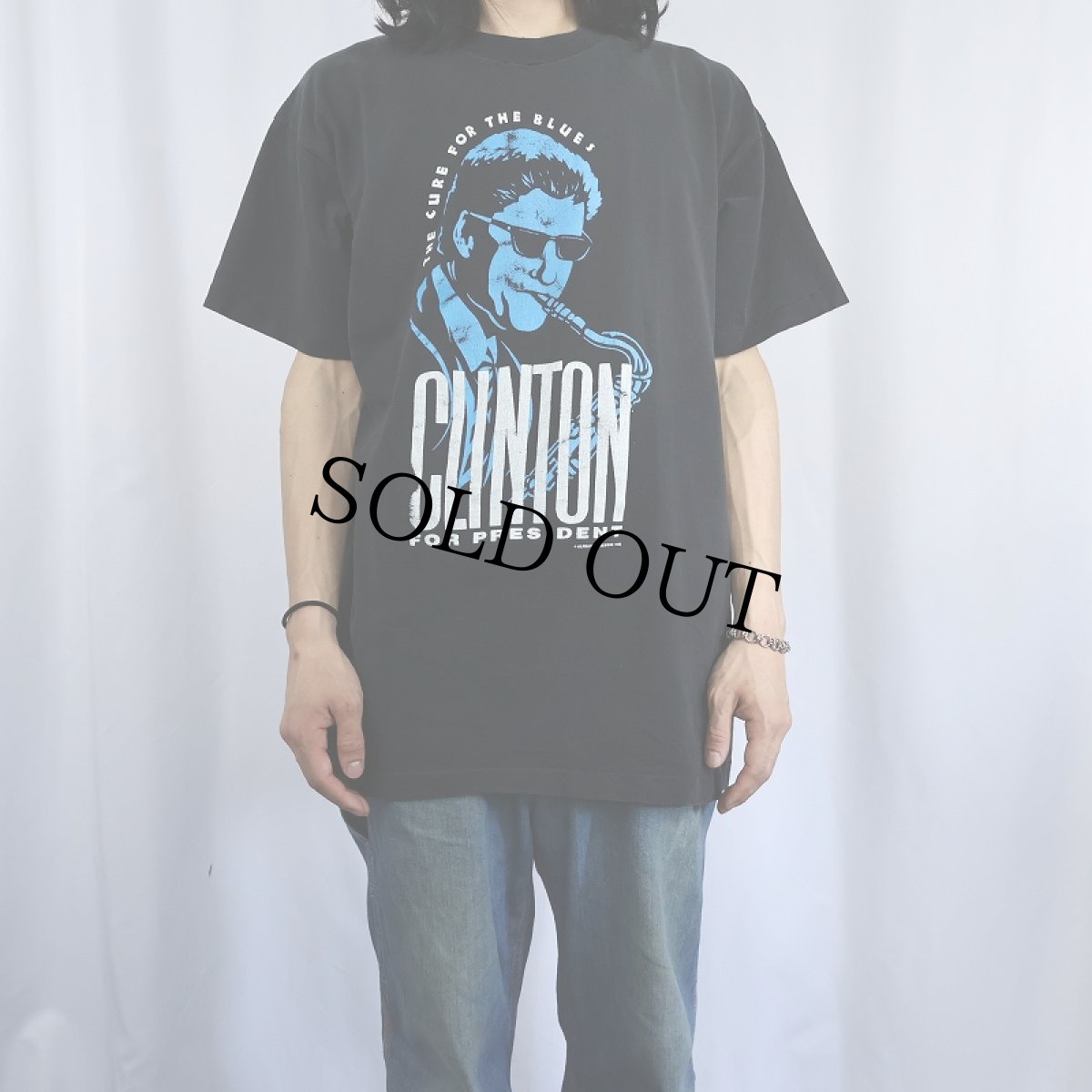 画像2: 90's BILL CULINTON USA製 アメリカ元大統領 プリントTシャツ BLACK XL (2)