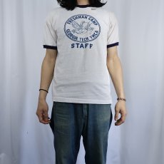 画像2: 60's Champion C中ランタグ "FRESHMAN CAMP" プリントリンガーTシャツ L (2)