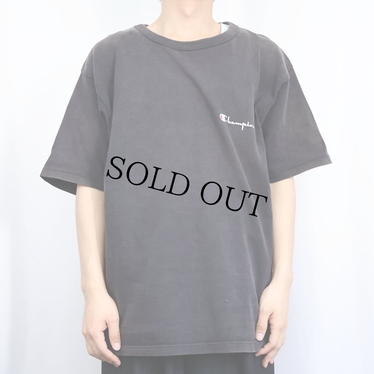 画像2: 80〜90's Champion USA製 青刺繍タグ 後期 ロゴプリントTシャツ BLACK L (2)