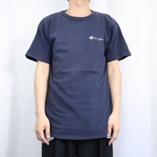 画像2: 80〜90's Champion USA製 青刺繍タグ 後期 ロゴプリントTシャツ NAVY L (2)