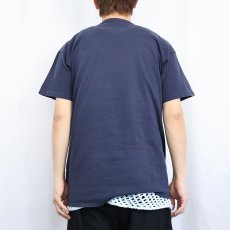 画像3: 80〜90's Champion USA製 青刺繍タグ 後期 ロゴプリントTシャツ NAVY L (3)