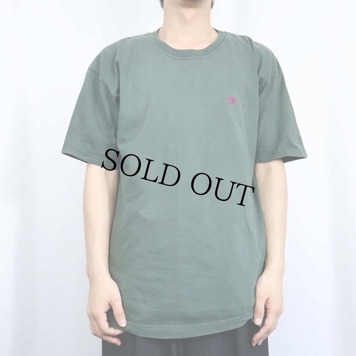 画像2: 80〜90's Champion USA製 青刺繍タグ 後期 ロゴ刺繍Tシャツ M (2)