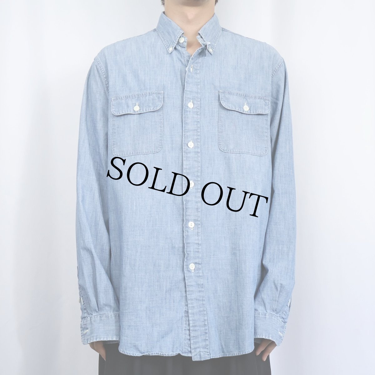 画像2: Ralph Lauren シャンブレーボタンダウンシャツ L (2)