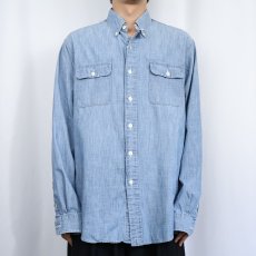 画像2: Ralph Lauren シャンブレーボタンダウンシャツ L (2)