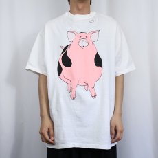 画像3: 90's USA製 豚 プリントTシャツ XL (3)