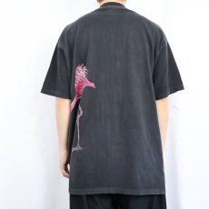 画像4: 80's HARLEQUIN USA製 フラミンゴ 巻きプリントTシャツ BLACK XXL (4)