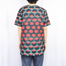 画像3: 総柄 ポリエステル プリントTシャツ L (3)