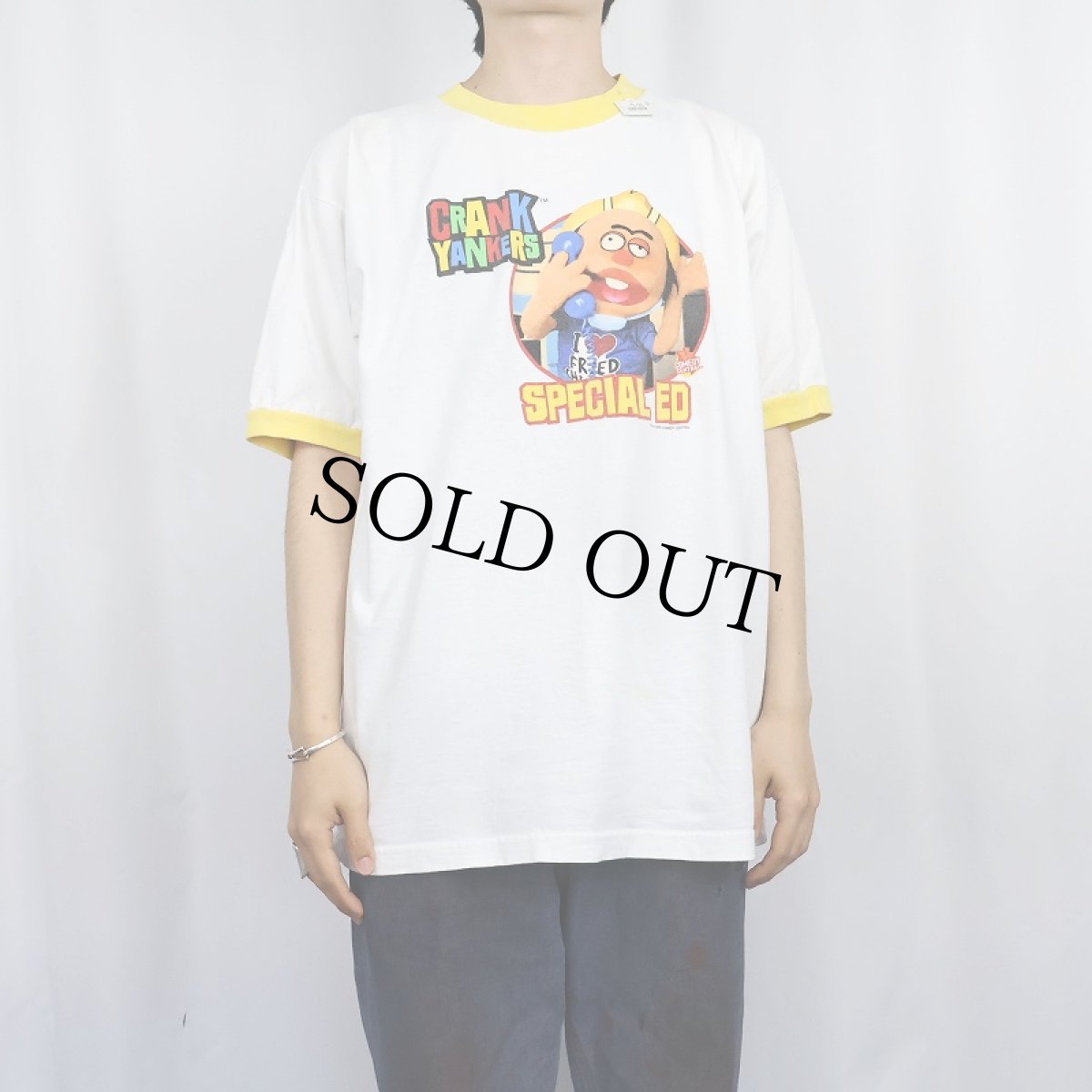 画像2: Crank Yankers USA製 テレビ番組 キャラクタープリント リンガーTシャツ XL (2)