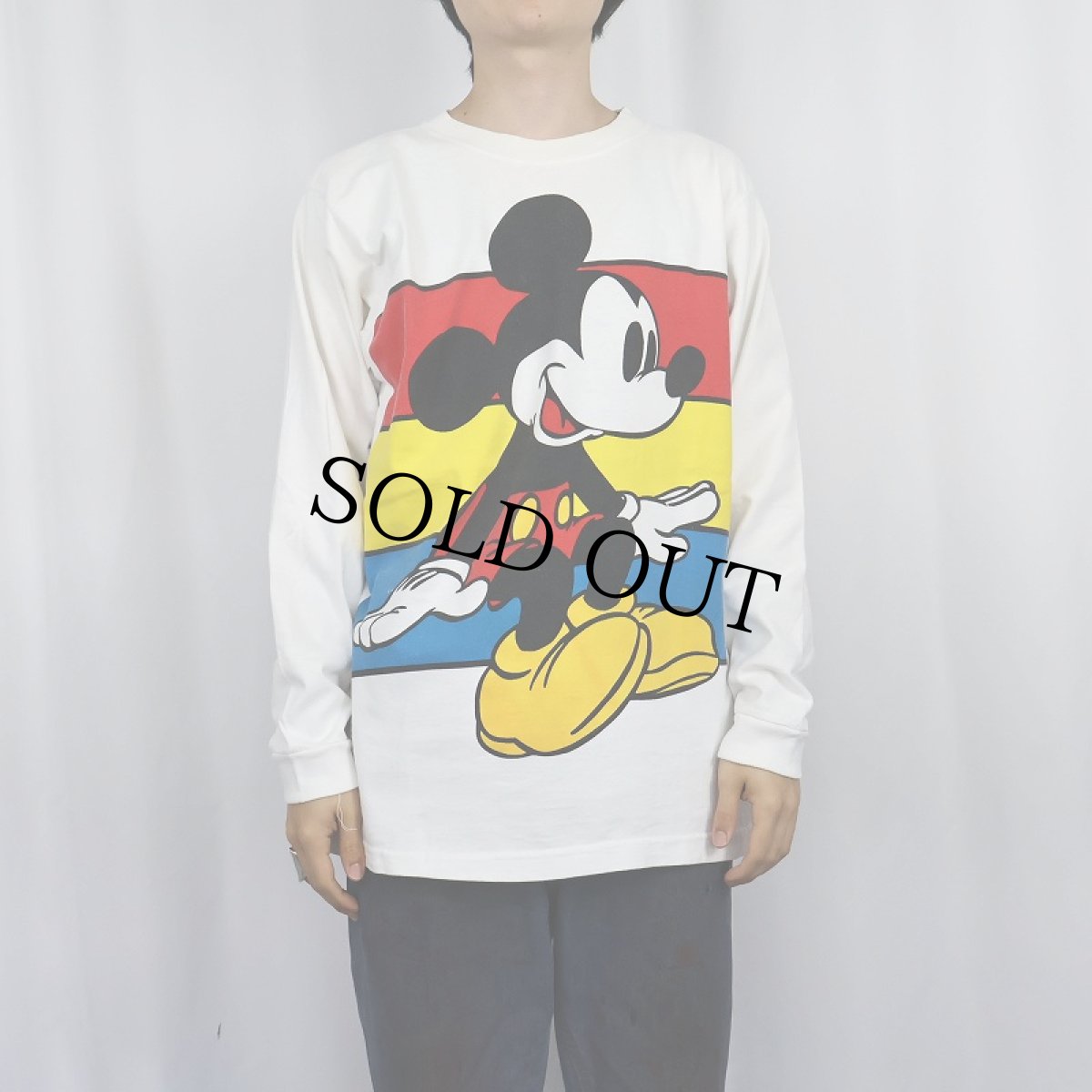 画像2: 90's Disney USA製 "MICKEY MOUSE" キャラクタープリントロンT S/M (2)