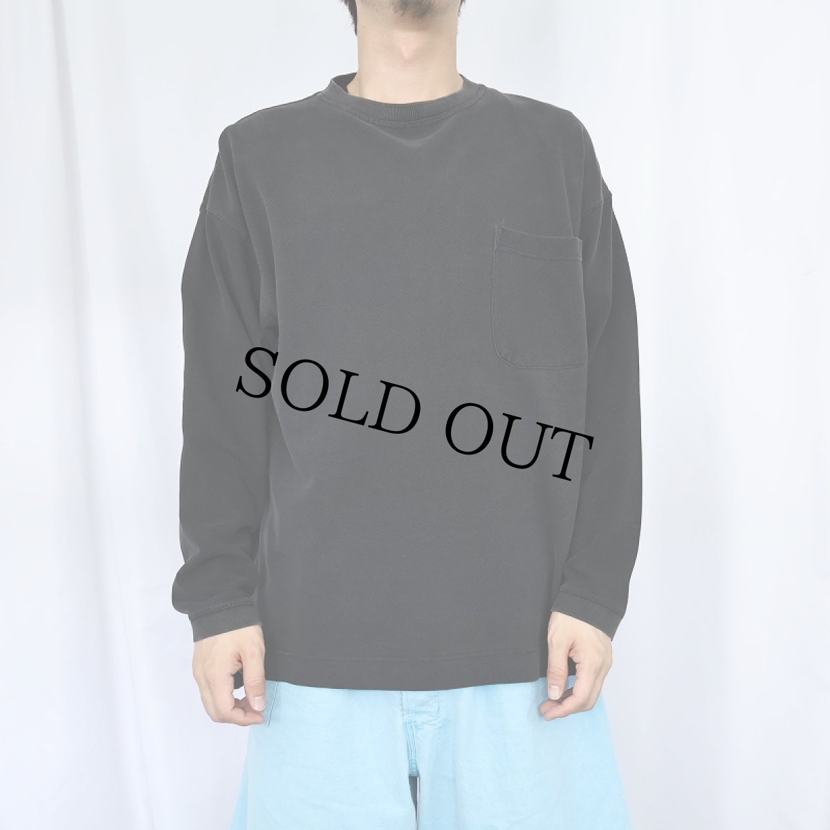 画像2: 90's GAP 鹿の子 ポケットロンT BLACK S (2)