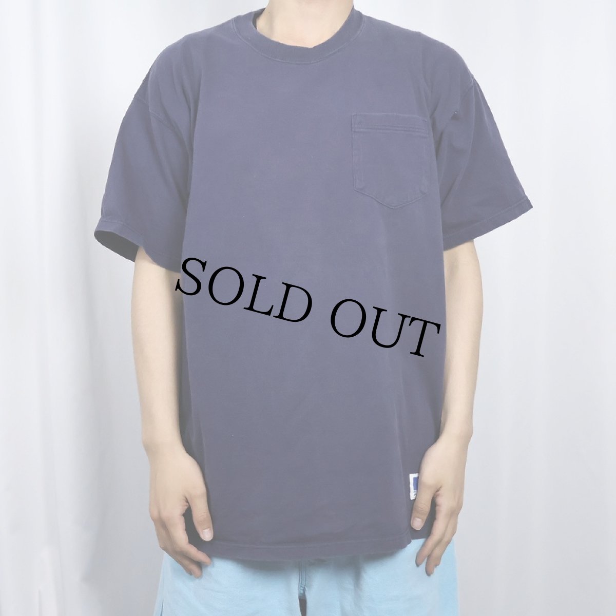 画像2: 90's RUSSELL ATHLETIC USA製 無地 ポケットTシャツ NAVY L (2)