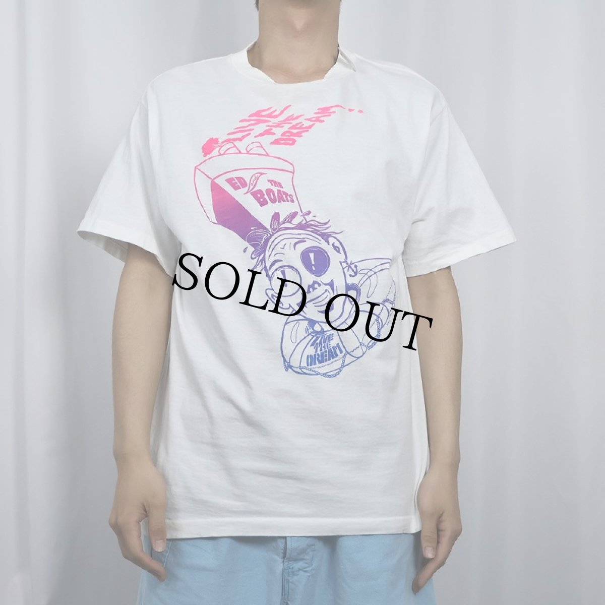 画像2: 90's USA製 "LIVE THE DREAM!" イラストプリントTシャツ L (2)