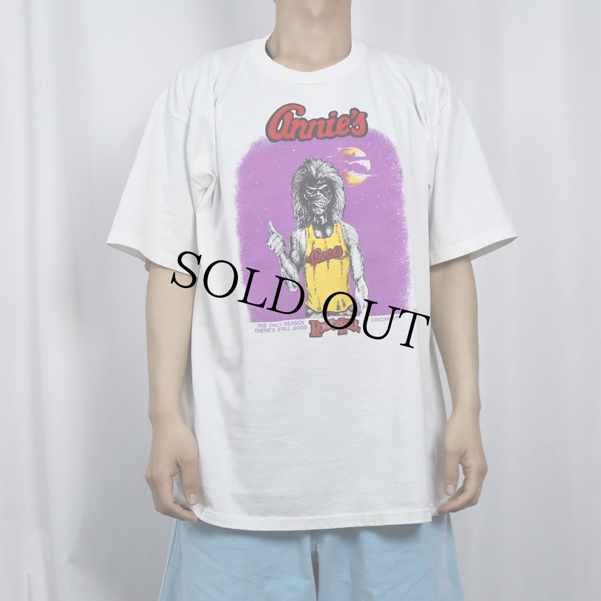 画像2: 90's USA製 "Annie's" ナイトクラブ プリントTシャツ XXL (2)