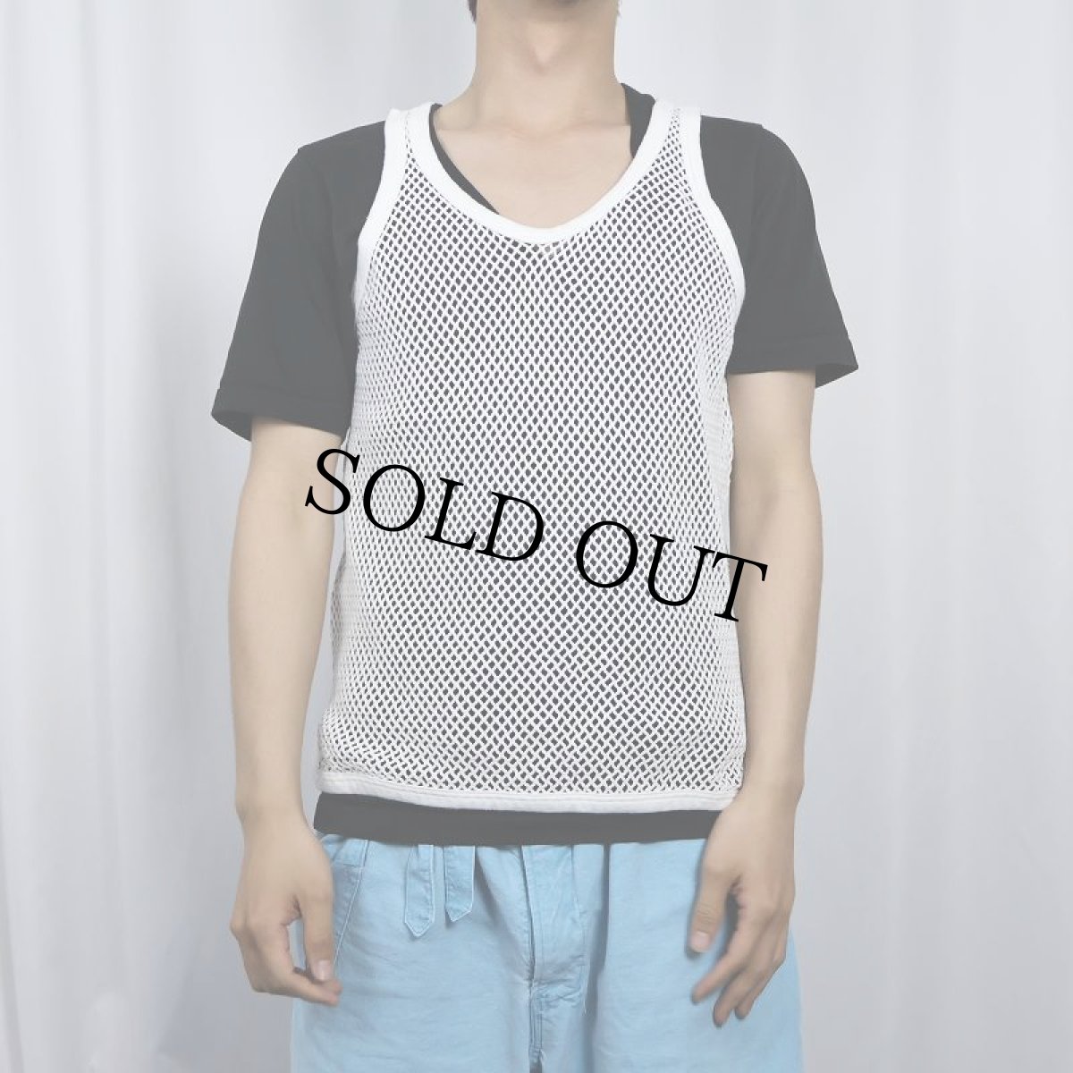 画像3: コットン メッシュタンクトップ L (3)