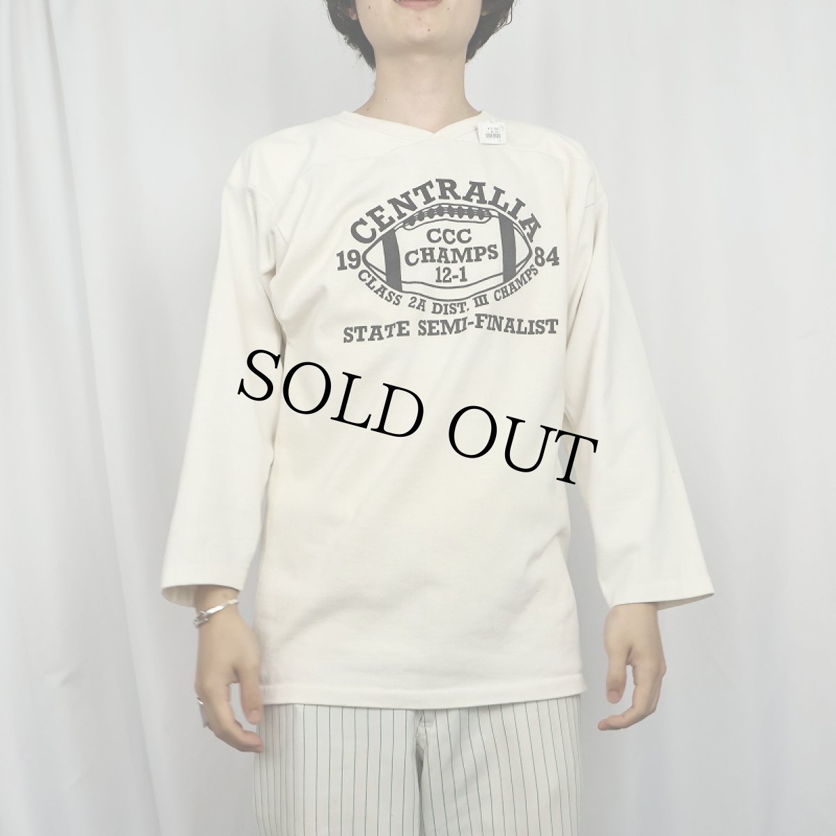 画像3: 80's CENTRALIA  CCC CHAMPS 12-1 フットボールTシャツ (3)