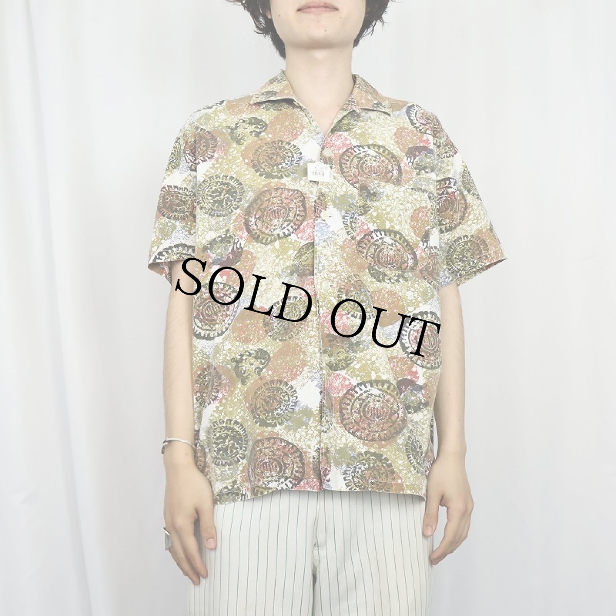 画像2: 50〜60's PENNEY'S TOWNCRAFT 総柄 コットンオープンカラーシャツ L (2)