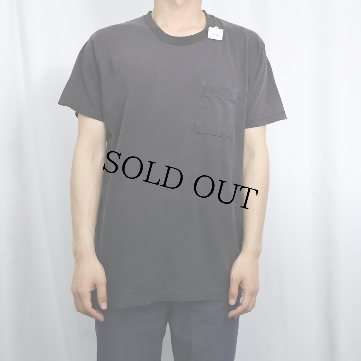 画像2: 80's FRUIT OF THE LOOM USA製 無地ポケットTシャツ BLACK L (2)