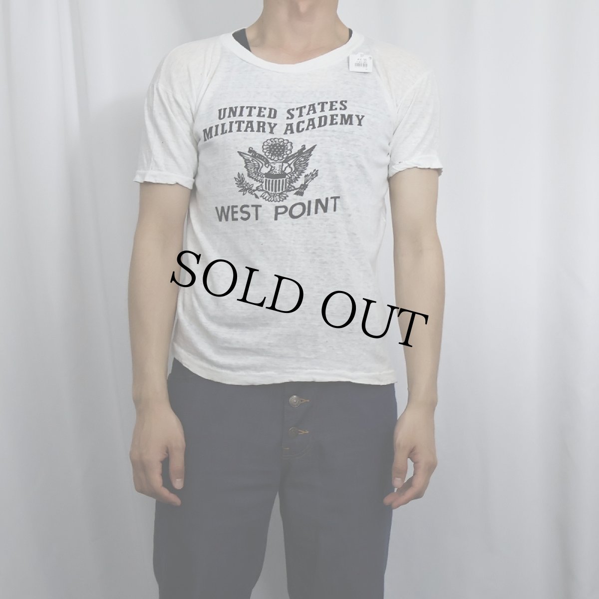 画像2: 60's UNITED STATES MILITARY ACADEMY WEST POINT 染み込みプリント Tシャツ (2)