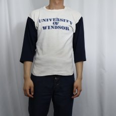 画像2: 70〜80's Champion USA製 バータグ "UNIVERSITY OF WINDSOR" 染み込みプリント カレッジTシャツ L (2)