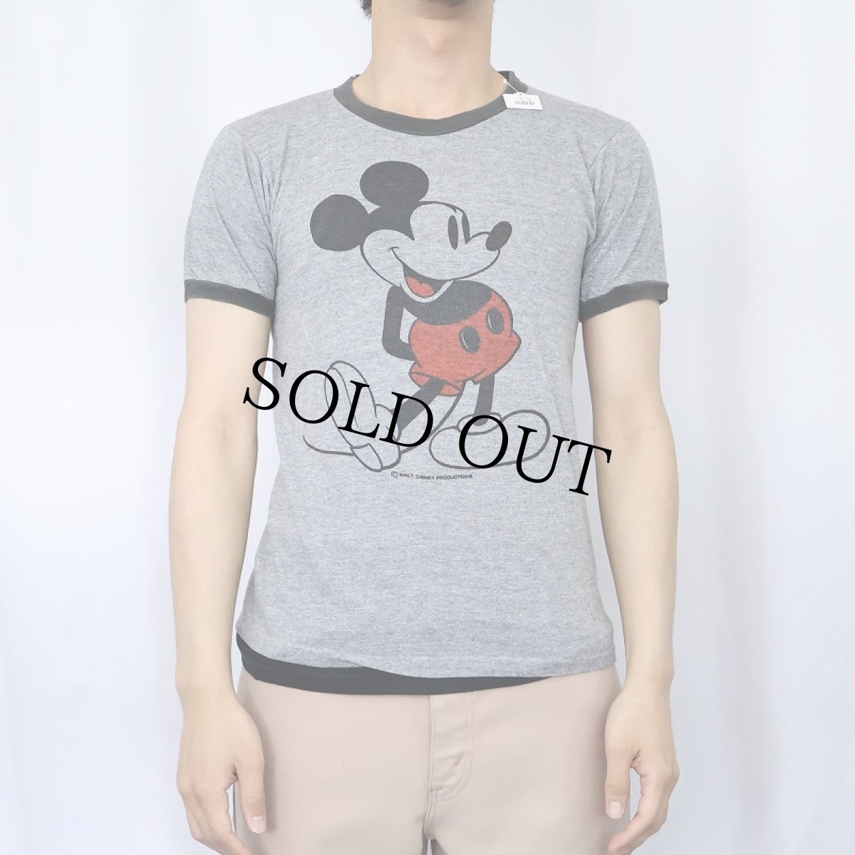 画像2: 70〜80's DISNEY "MICKEY MOUSE" 染み込みプリント リンガーTシャツ (2)