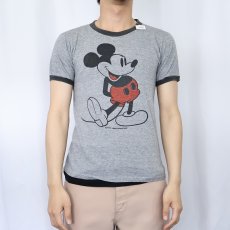 画像2: 70〜80's DISNEY "MICKEY MOUSE" 染み込みプリント リンガーTシャツ (2)