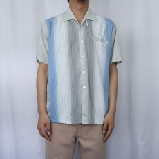 画像2: 60〜70's Pioneer ストライプ柄 コットンオープンカラーシャツ M (2)