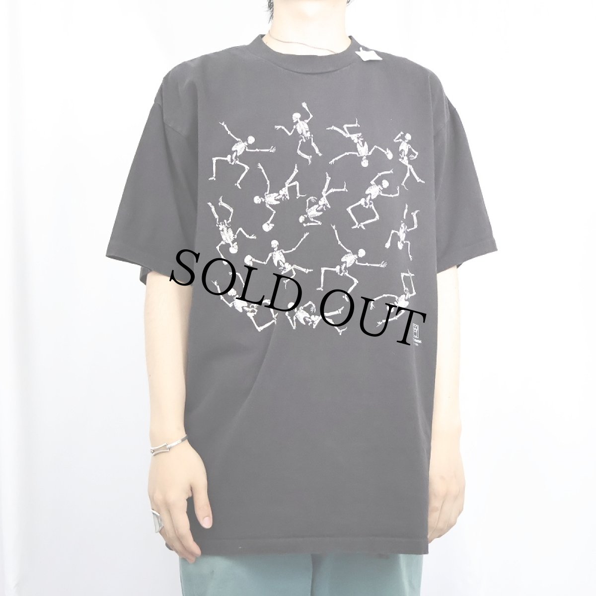 画像2: 90's USA製 スカルプリントTシャツ BLACK XL (2)