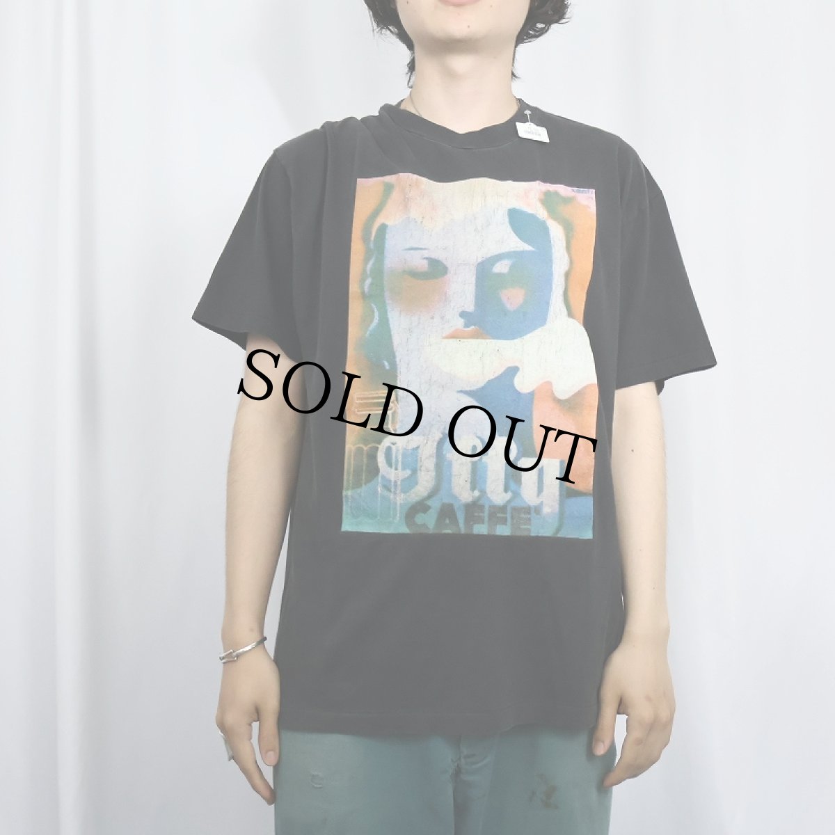 画像2: 90's illy CAFFE USA製 コーヒーブランド ポスタープリントTシャツ BLACK L (2)
