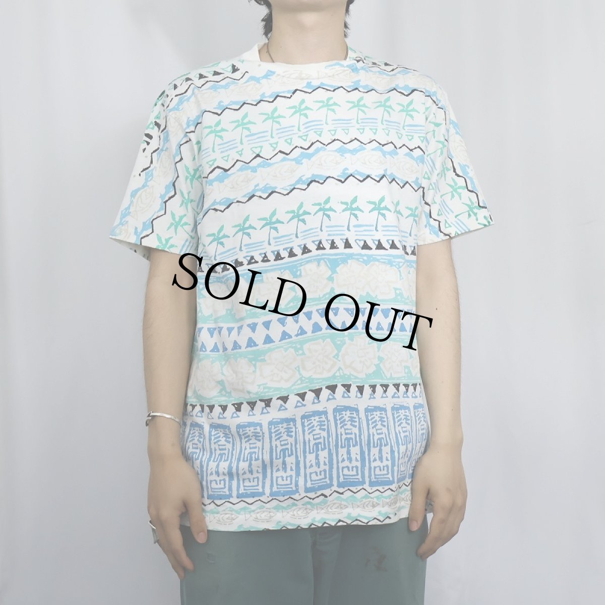 画像2: 90's USA製 マリン柄 プリントTシャツ L (2)