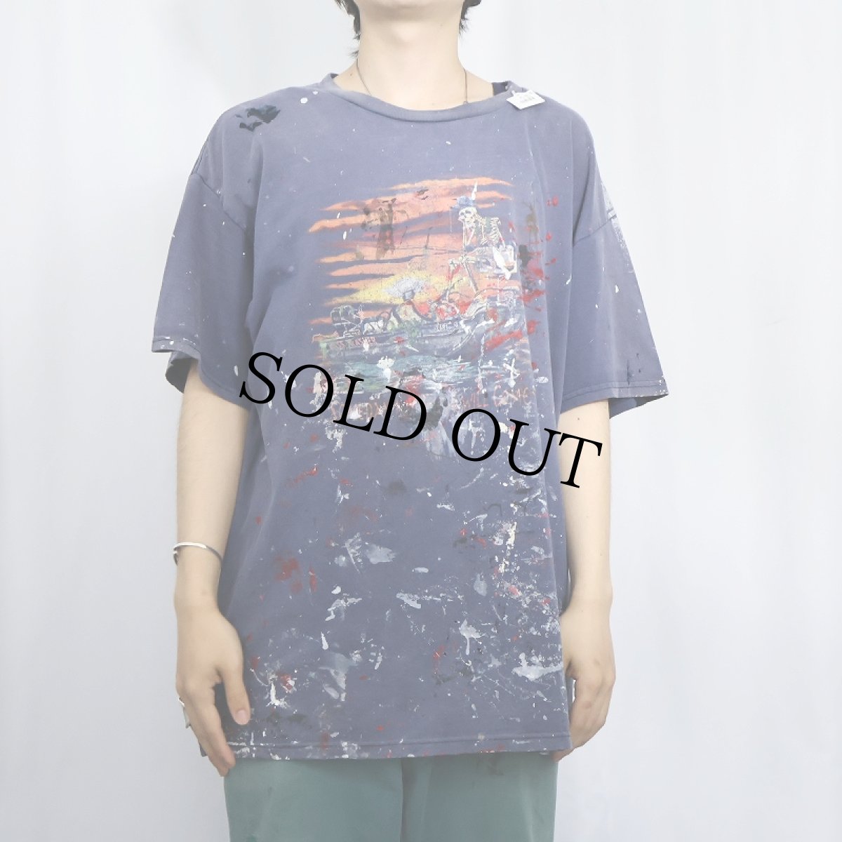 画像2: "Someday My Fish Will Come" ペンキペイント フィッシングプリントTシャツ XL (2)