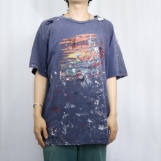 画像2: "Someday My Fish Will Come" ペンキペイント フィッシングプリントTシャツ XL (2)