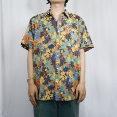 画像2: Patagonia 総柄 オーガニックコットン×ポリ シャツ L (2)