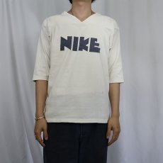 画像2: 70〜80's NIKE "ゴツナイキ"  染み込みプリント フットボールTシャツ SM (2)
