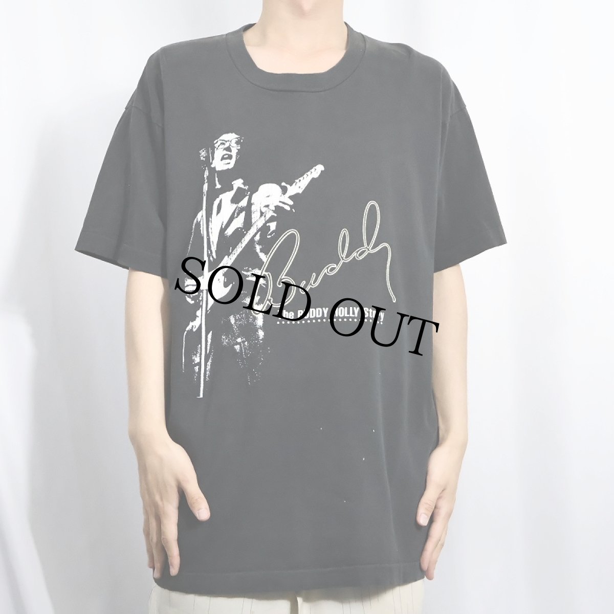 画像2: 【SALE】 90's The BUDDY HOLLY Story USA製 ロックミュージシャンドキュメンタリー映画 プリントTシャツ BLACK XL (2)