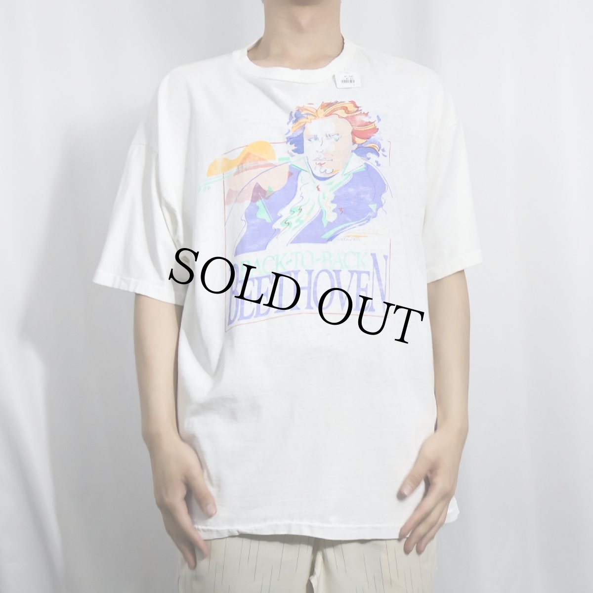画像2: 90's BEETHOVEN USA製 ピアニストプリントTシャツ XL (2)