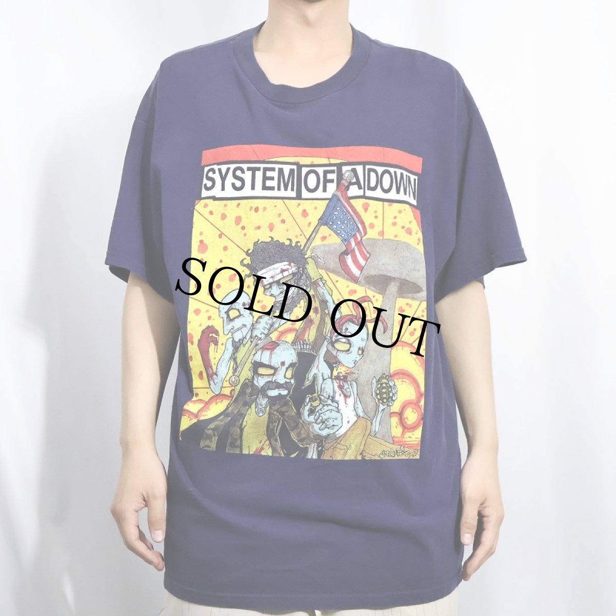 画像2: SYSTEM OF A DOWN ニュー・メタルバンドTシャツ NAVY XL (2)