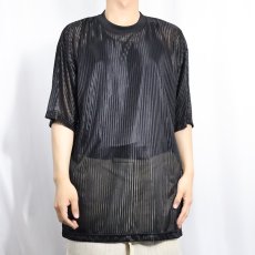 画像2: ストライプ柄 シースルートップス BLACK L (2)