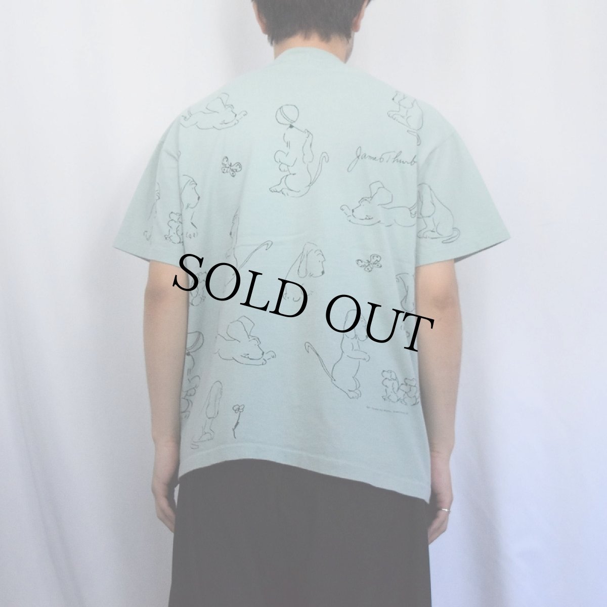 画像3: 90's James Thurber USA製 "Thurber's Dogs" アートプリントTシャツ L (3)