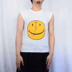 画像2: 80's ぶち抜きスマイル プリント ノースリーブTシャツ S (2)