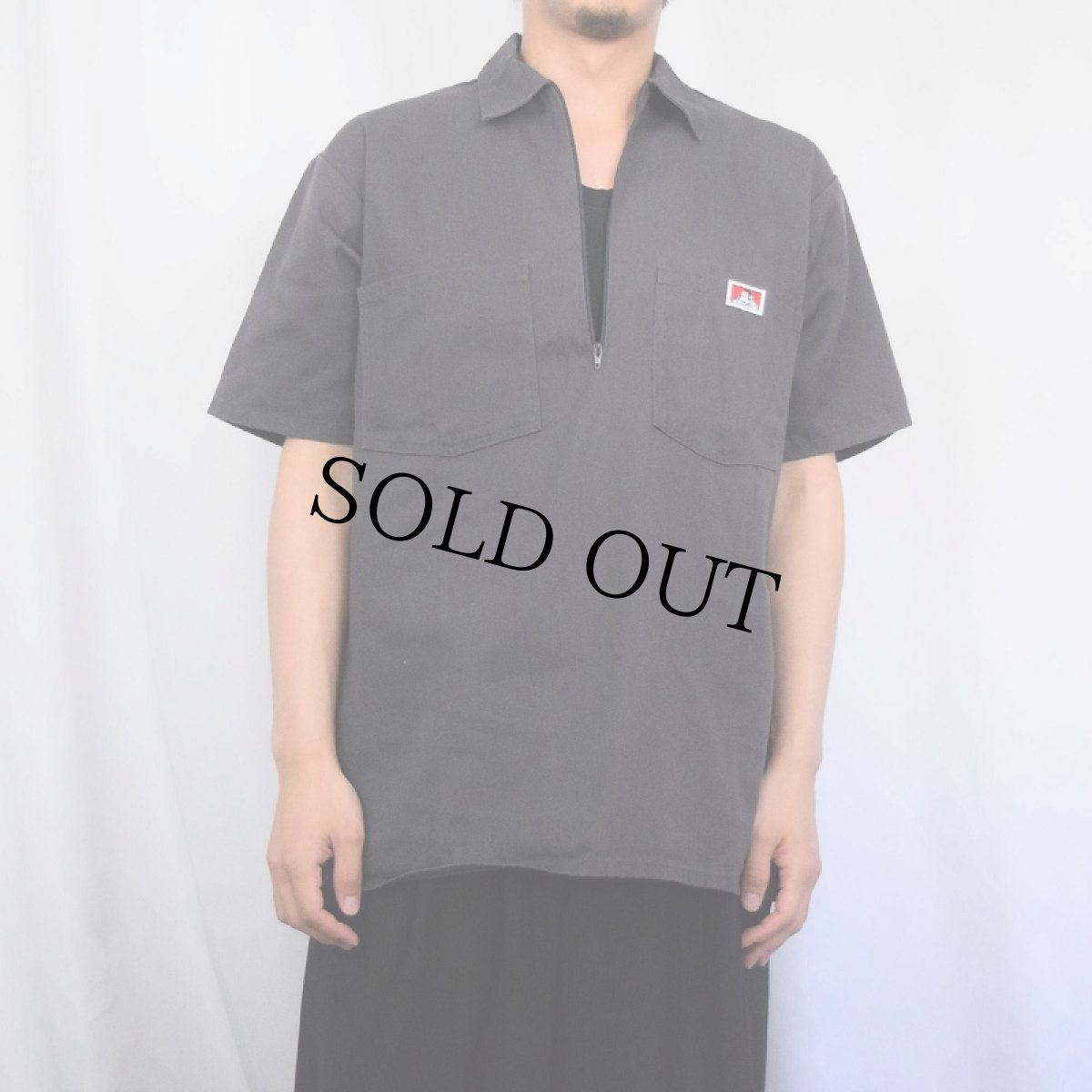 画像2: 90's BEN DAVIS USA製 ハーフジップ ワークシャツ M (2)