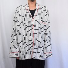画像2: pajamagram クロスワード柄 コットンパジャマシャツ (2)