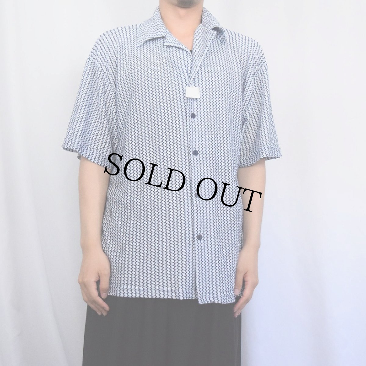 画像2: 80〜90's PLASTIK IDOL USA製 総柄 シースルー オープンカラーシャツ L (2)