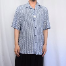 画像2: 80〜90's PLASTIK IDOL USA製 総柄 シースルー オープンカラーシャツ L (2)