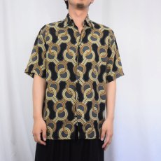 画像2: PERRY ELLIS 総柄 シルクシャツ S (2)