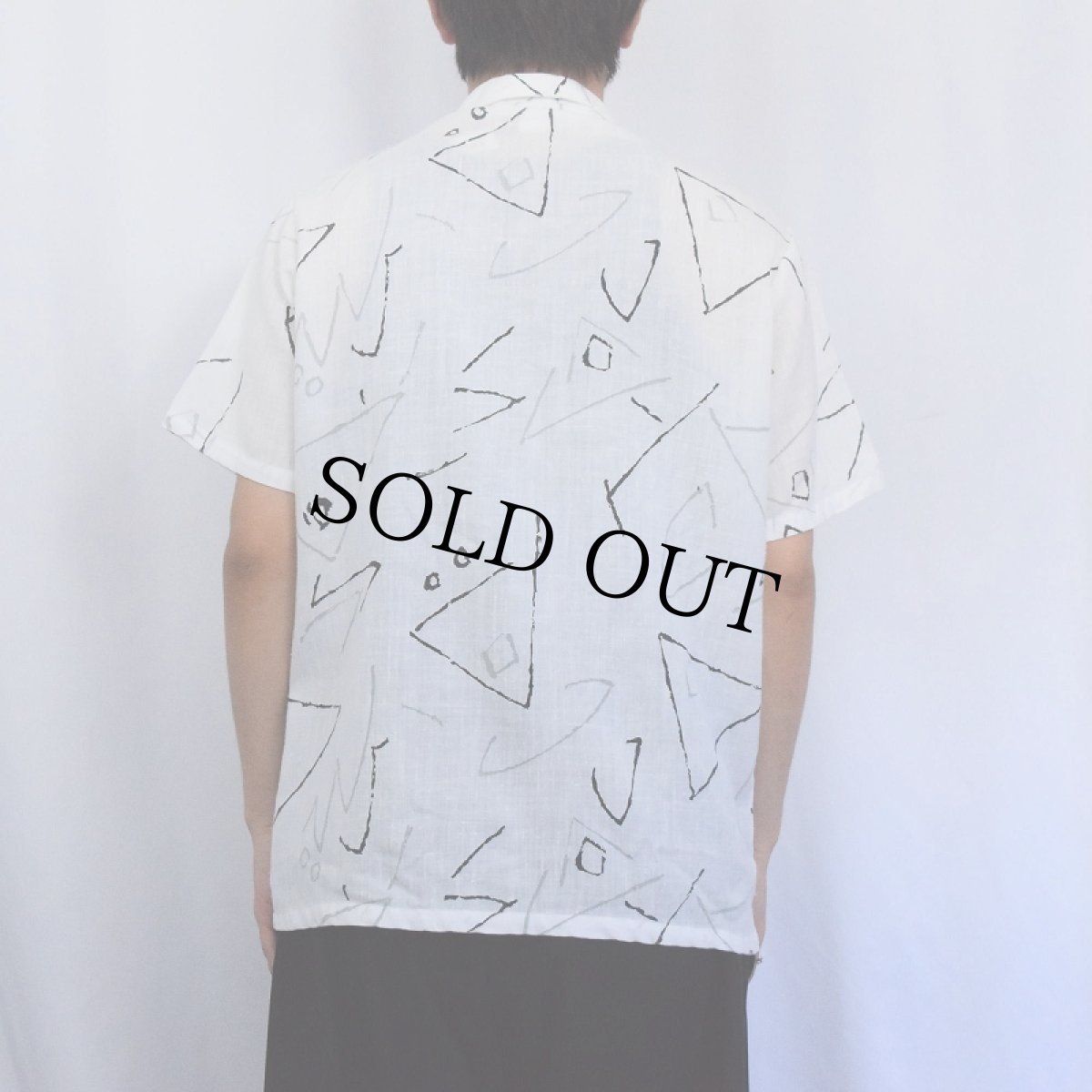 画像3: 90's coppuccino USA製 総柄 ポリ×レーヨン オープンカラーシャツ M (3)