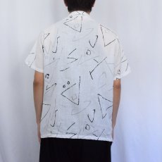 画像3: 90's coppuccino USA製 総柄 ポリ×レーヨン オープンカラーシャツ M (3)