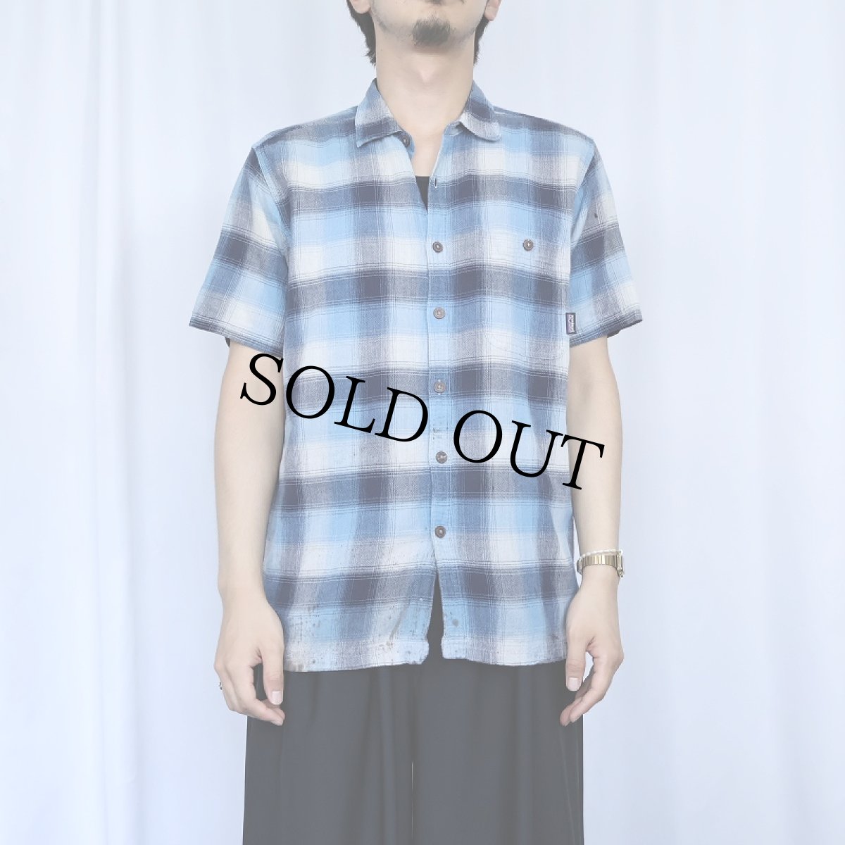 画像2: 2012SS Patagonia "ORGANIC COTTON" オンブレーチェック柄 コットンシャツ M (2)